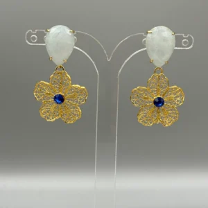 Pendientes dorados filigrana JADE azul