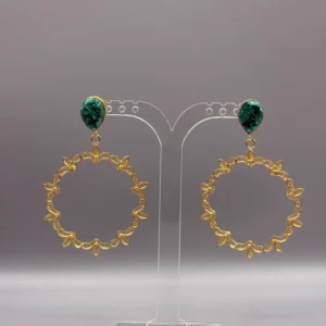 Pendientes dorados de filigrana DRUSA verde
