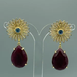 Pendientes dorados de filigrana ESTRELLA azul