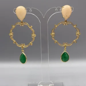 Pendientes dorados de filigrana ORLA rosa