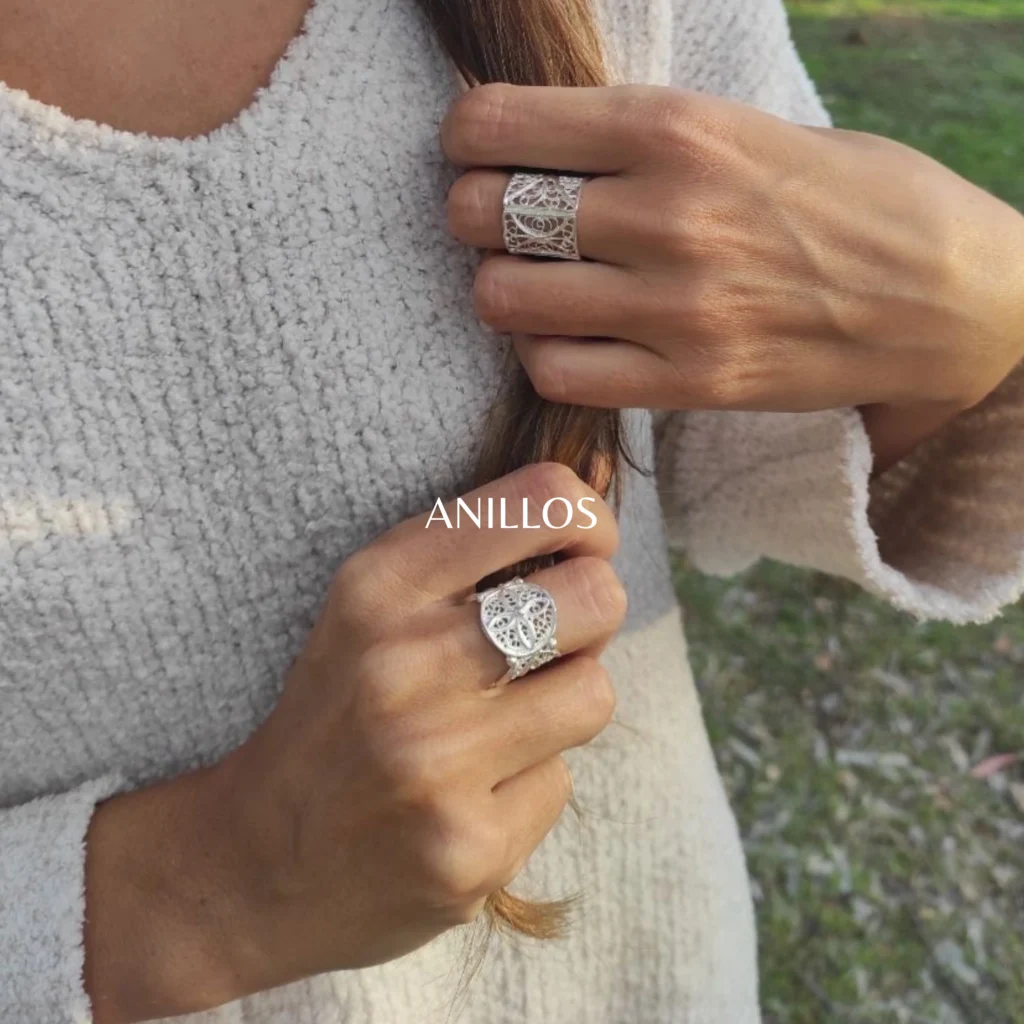 Joya artesanal anillo filigrana