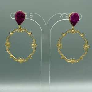 Pendientes dorados filigrana Drusa Buganvilla