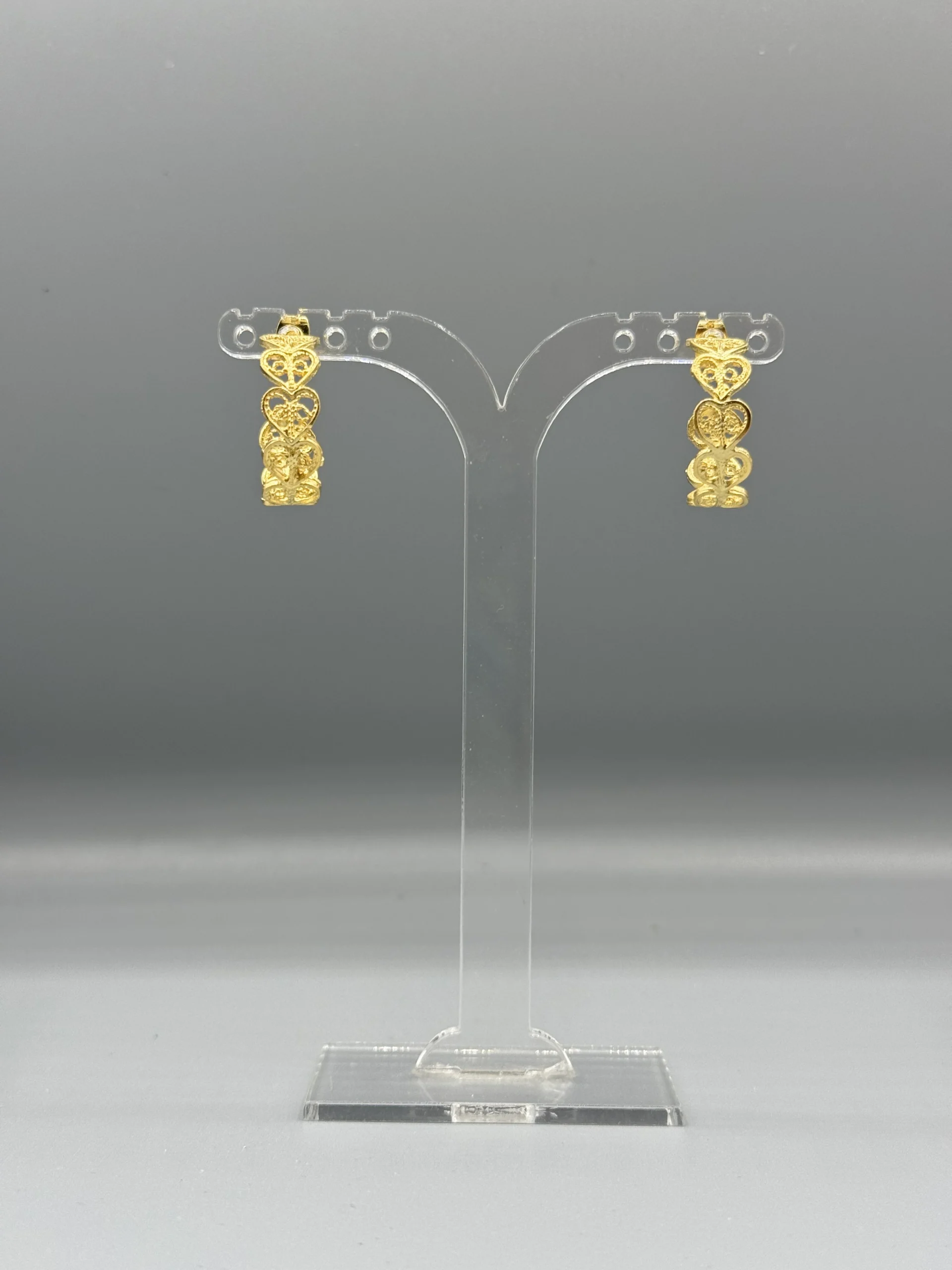 Pendientes dorados de filigrana AROS CORAZÓN 3 Pendientes dorados de filigrana AROS CORAZÓN