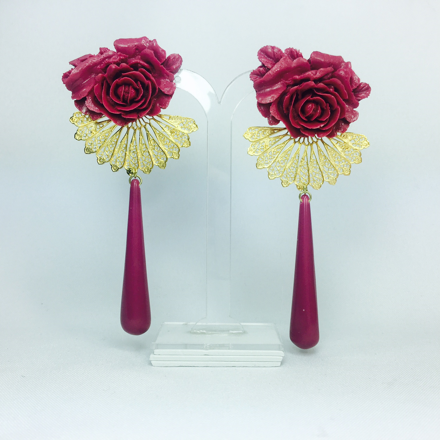 Pendientes dorados de filigrana TAIFAS CAPITEL ABANICO 1 Pendientes dorados de filigrana TAIFAS CAPITEL ABANICO