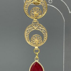 Pendientes dorados de filigrana CASCADA ROJA